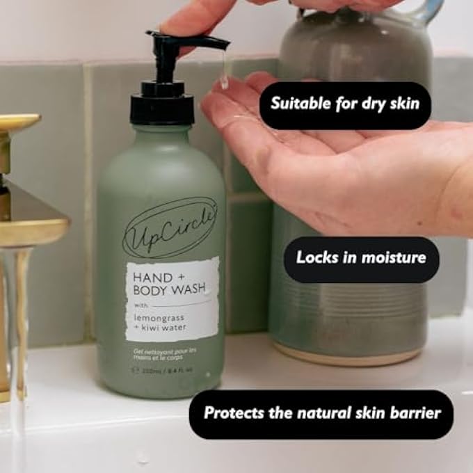 UpCircle HAND + BODY WASH WITH KIWI WATER 8.45OZ - FOR SOOTHING + PROTECTING - GLYCERIN + LEMONGRASS - NATURAL, VEGAN + CRUELTY-FREE - Image 3